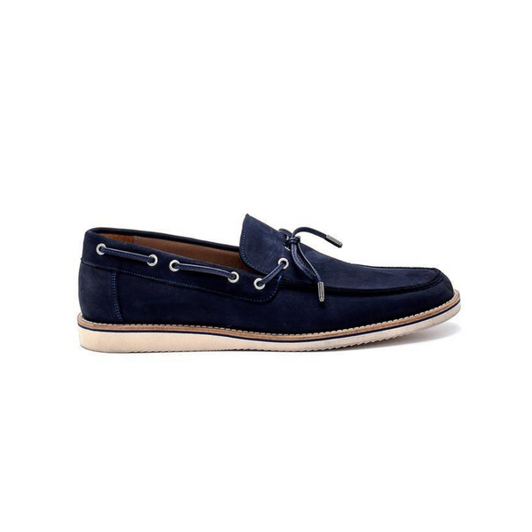 Navy Blue Men Leather Nubuck Loafer